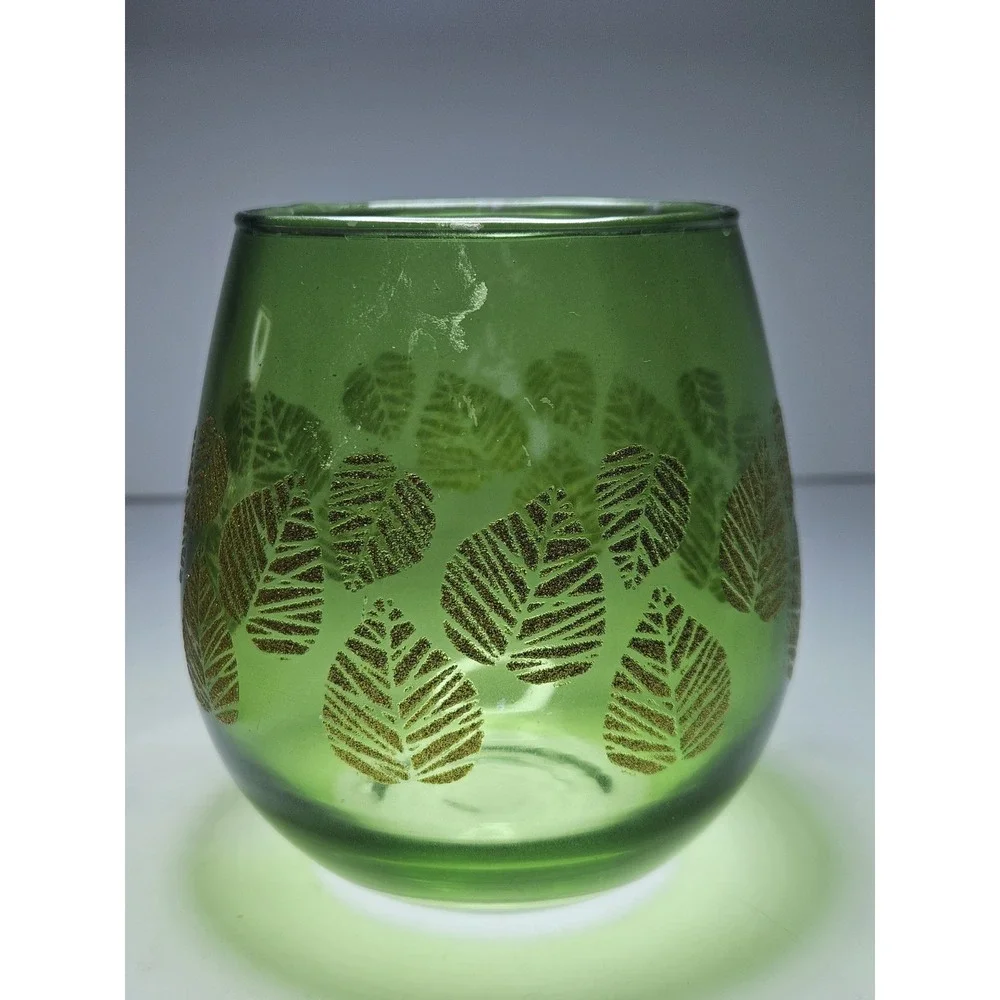 Autumn Leaf Votive Candle Holders Set of 3 Yellow Amber Green Vintage Small 4in